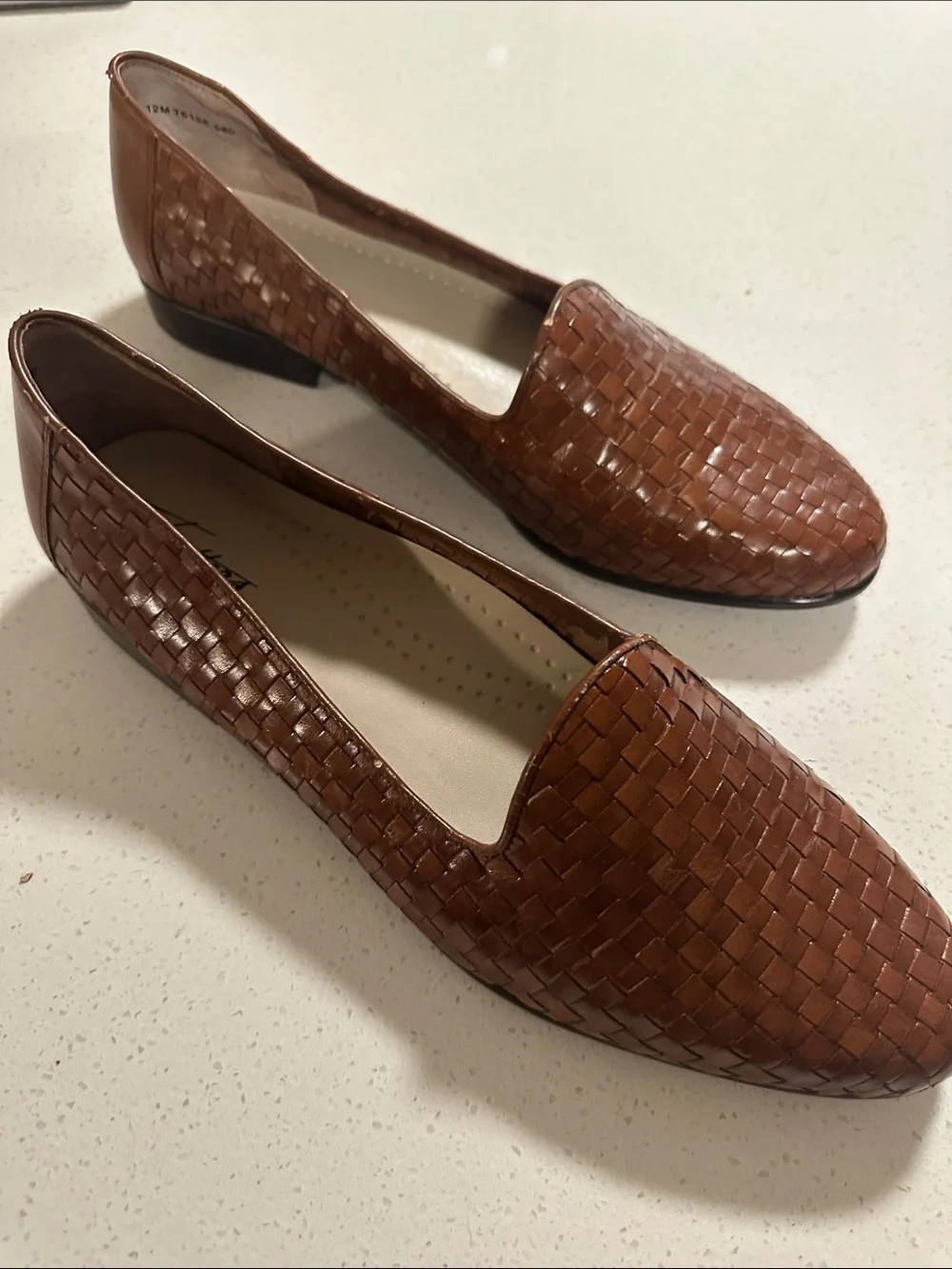 Trotters Cognac Woven Leather Slip-On Loafers